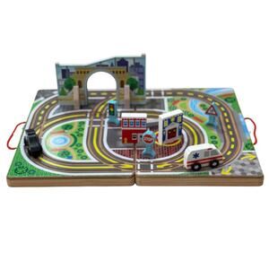 Melissa & Doug Take Along Town Carry Case with Vehicles, Street Signs, 12 Pc